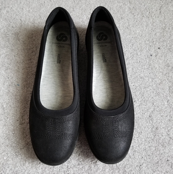 Cloudsteppers by Clarks Womens Black Platform Slip-On Casual Shoes Soft Cushion - Picture 6 of 8